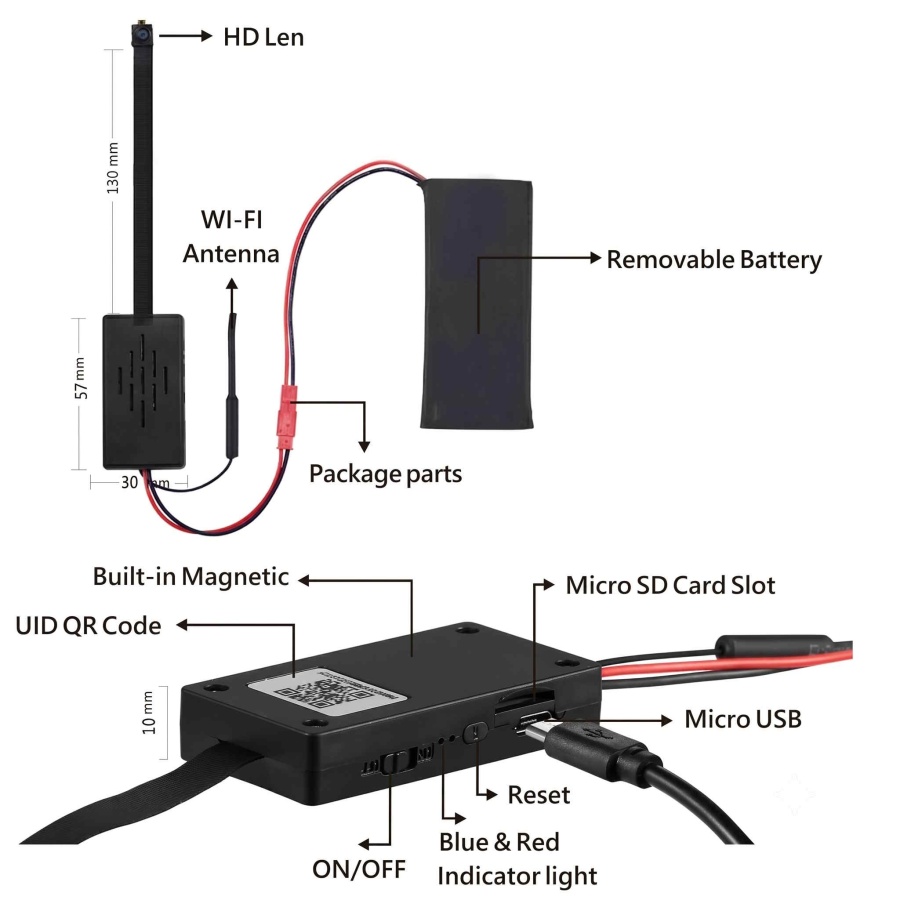 Mini Pinpoint Camera 4K Mini Pinhole Wifi Camera with Infrared and Motion Detection